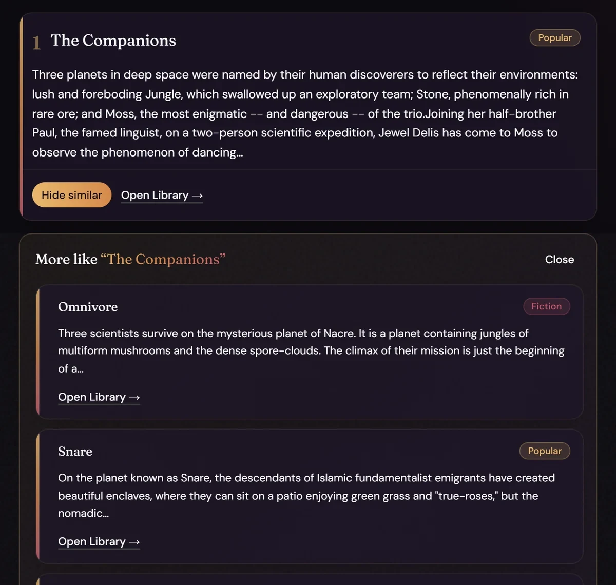 Similar books expanded under The Companions